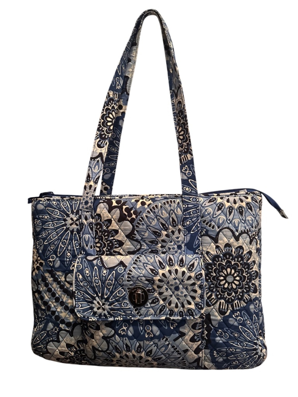 Vera Bradley Navy & White Floral Quilted Tote Bag
